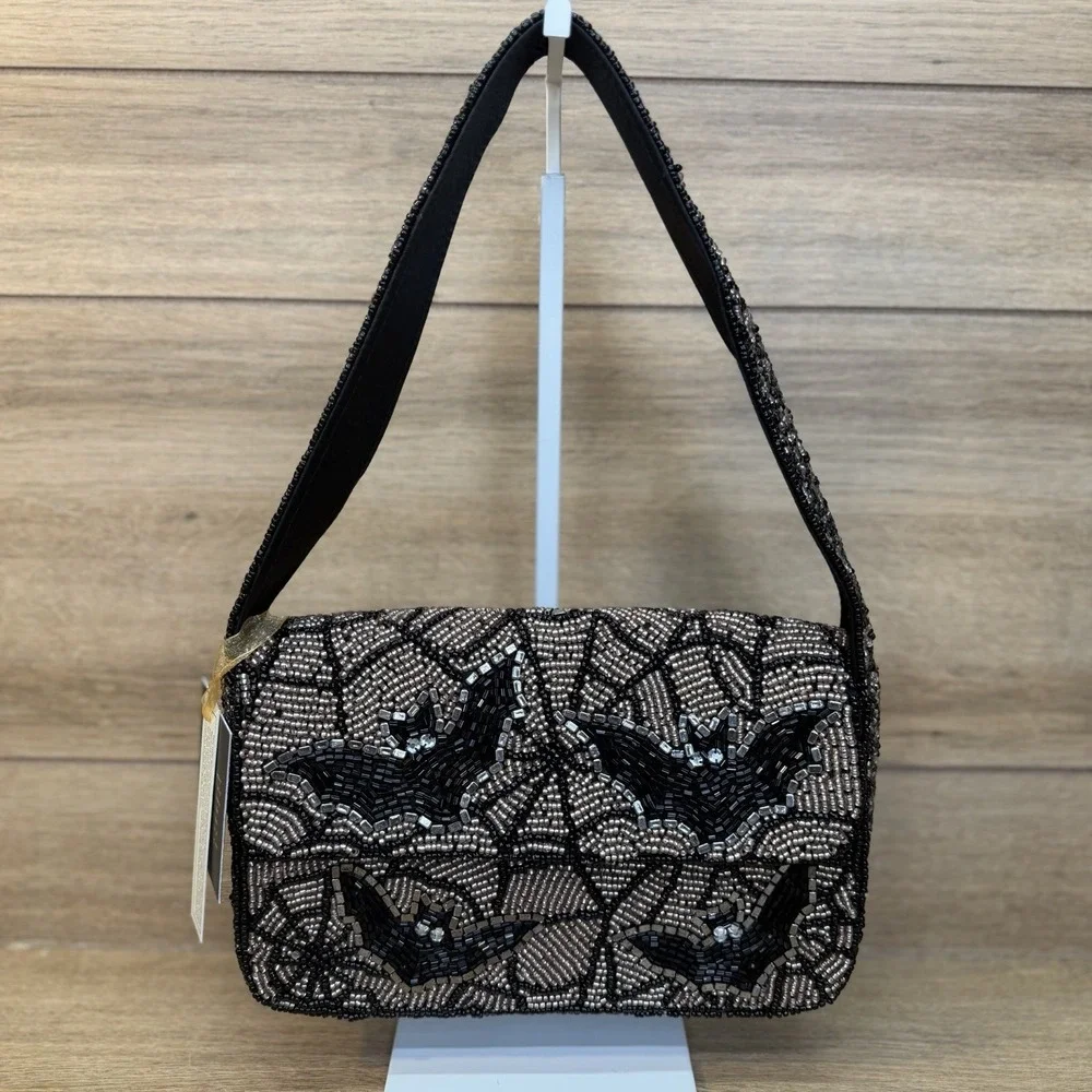 Handcrafted in India Halloween Bat Beaded Bag Viral TikTok Halloween NWT Spooky